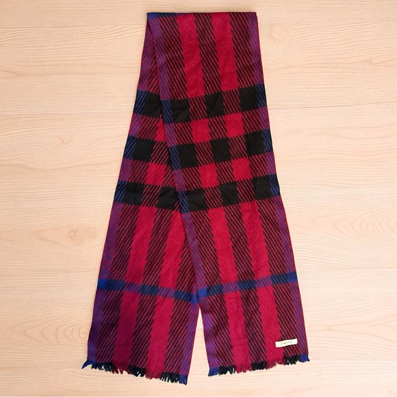 Burberry Accessories - Burberry Women’s Red and Black Checkered Scarf